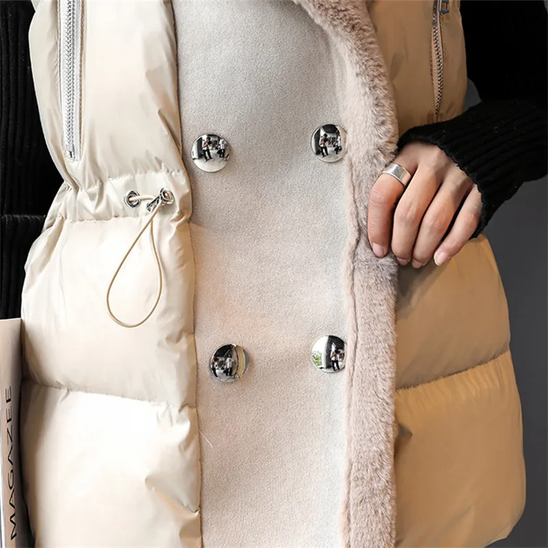 Down Cotton Vest Women Winter Jacket Double Breasted Fashion Sleeveless Vest Coat Thick Warm Lambswool Jackets Waistcoat Female
Down Cotton Vest Women Winter Jacket Double Breasted Fashion Sleeveless Vest Coat Thick Warm Lambswool Jackets Waistcoat Female