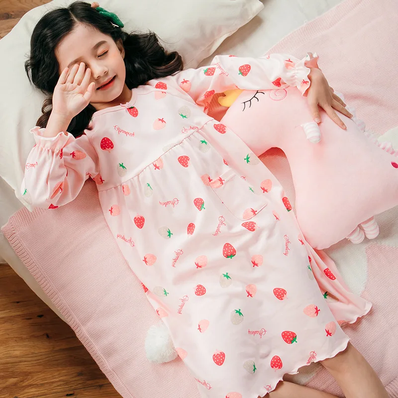 4-12 Years Girls' Pajamas Night Dress 2021 Spring Kids Long Sleeve Cotton Strawberry Nightdress Children Homewear Nightgown
4-12 Years Girls' Pajamas Night Dress 2021 Spring Kids Long Sleeve Cotton Strawberry Nightdress Children Homewear Nightgown