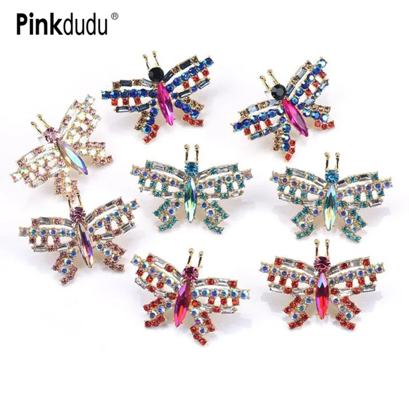 Фото Женские серьги подвески с разноцветными кристаллами Pinkdudu блестящие массивные