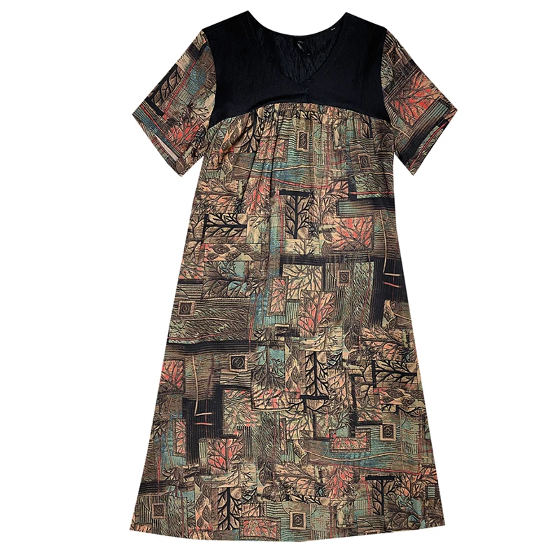 2021 Loose L-4XL Plus Size Casual Patchwork Midi Dresses Elegant Women Party VestidosSummer Vintage Print Mulberry Silk Dresses 
2021 Loose L-4XL Plus Size Casual Patchwork Midi Dresses Elegant Women Party VestidosSummer Vintage Print Mulberry Silk Dresses