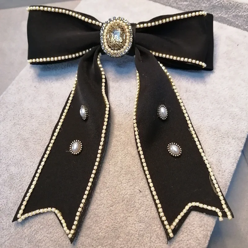 Korean version of fabric spring clip top clip horsetail clip side clip rhinestone streamer hairpin ins hair accessory headwear