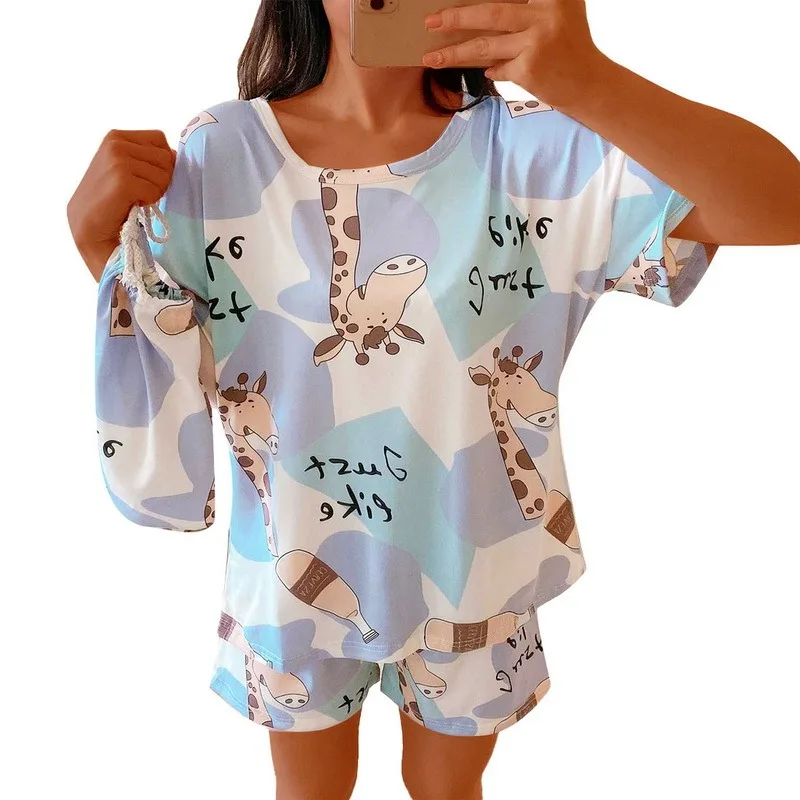 Home Clothes For Women Pajamas With Shorts Summer Autumn Short-sleeved Korean Sweet Lovely Round-neck 2 Piece Pajama Set Women
Home Clothes For Women Pajamas With Shorts Summer Autumn Short-sleeved Korean Sweet Lovely Round-neck 2 Piece Pajama Set Women