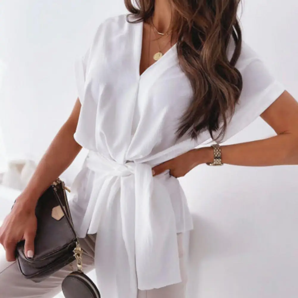 80% Dropshipping!!2021 Summer Fashion Women T-shirt Solid Color Short Sleeve V Neck Bandage Loose Office Blouse Tie Top
80% Dropshipping!!2021 Summer Fashion Women T-shirt Solid Color Short Sleeve V Neck Bandage Loose Office Blouse Tie Top