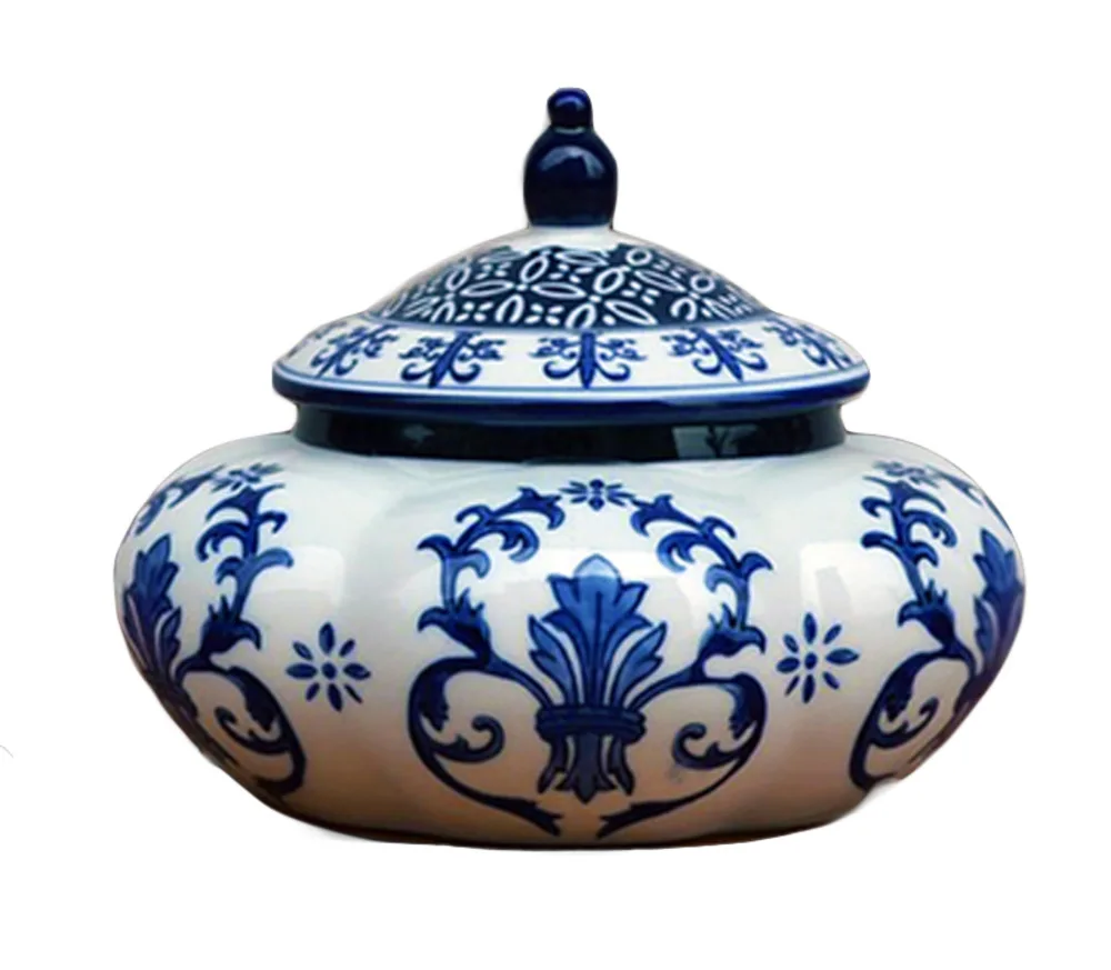 Classical Ceramic Tea Caddy Storage Jar Blue and White Porcelain Pumpkin Jars Painted Porcelain Tabletop Vase Vintage Home Decor
Classical Ceramic Tea Caddy Storage Jar Blue and White Porcelain Pumpkin Jars Painted Porcelain Tabletop Vase Vintage Home Decor