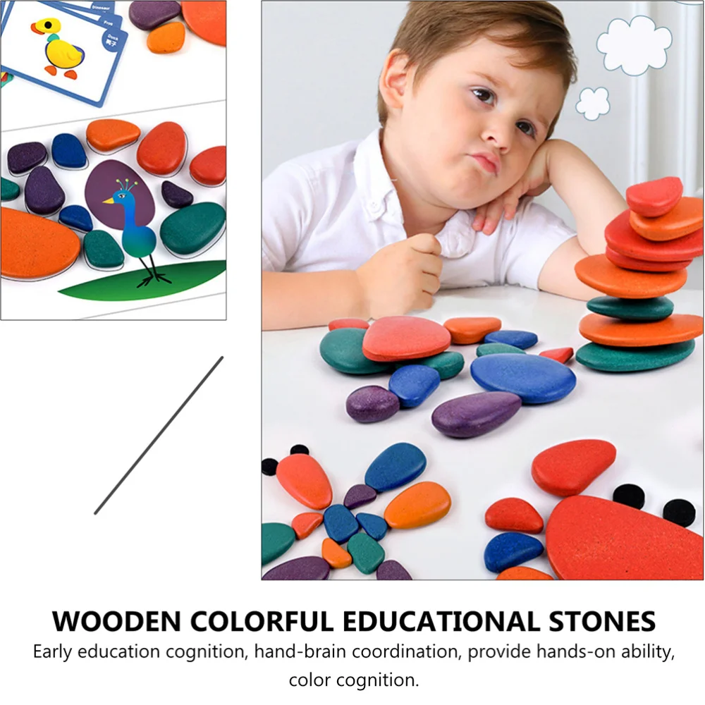 Early Educational Toys Wooden Colorful Pebbles for Children (Assorted Color) 
Early Educational Toys Wooden Colorful Pebbles for Children (Assorted Color)