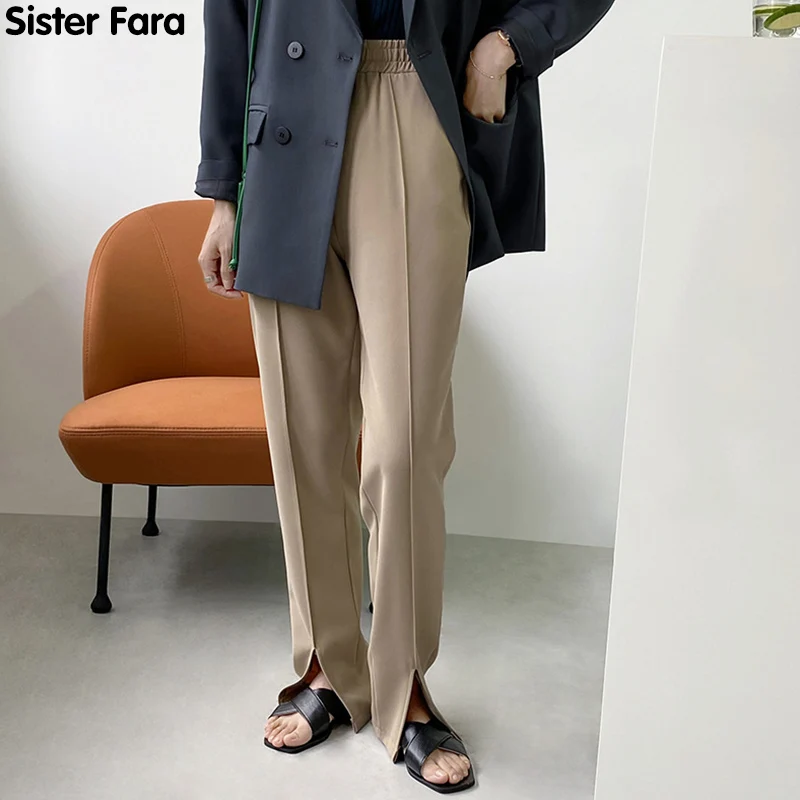 Sister Fara New Spring 2021 Elastic High Waist Pants Women Loose Split Straight Trousers Autumn Office Lady Casual Suit Pants
Sister Fara New Spring 2021 Elastic High Waist Pants Women Loose Split Straight Trousers Autumn Office Lady Casual Suit Pants