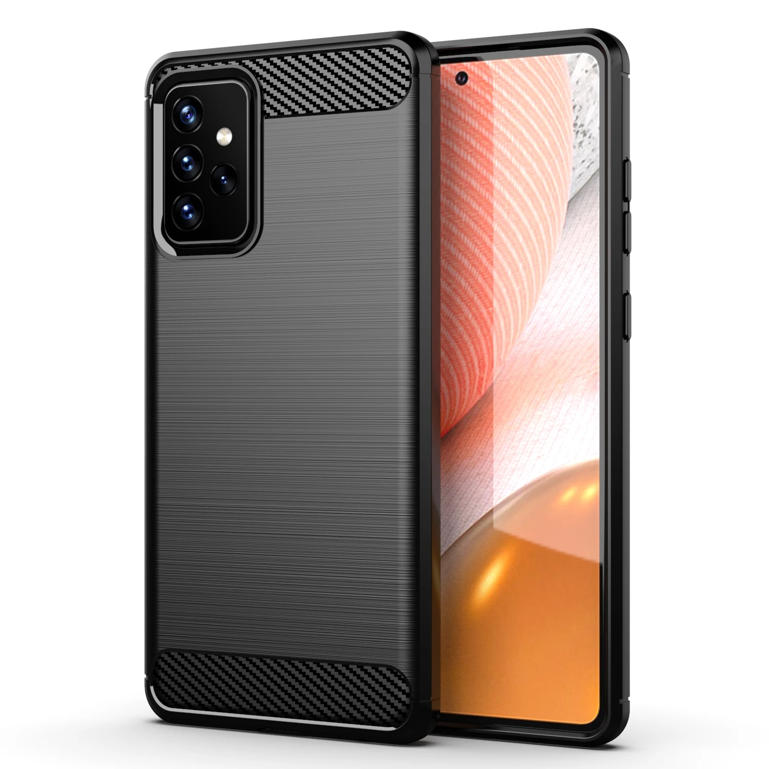 

For Samsung Galaxy A 91 90 82 81 80 72 71 60 52 70 S 51 UW Brushed Texture Phone Case Shockproof Cover Carbon Fiber Luxury Case