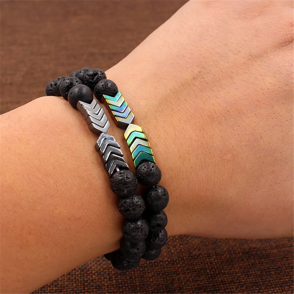 Creative 8mm Natural Volcanic Rock Beads Bracelet Black Iron Stone Lava Men's Wrap Bracelets Lovers Fashion Jewelry Wholesale 
Creative 8mm Natural Volcanic Rock Beads Bracelet Black Iron Stone Lava Men's Wrap Bracelets Lovers Fashion Jewelry Wholesale