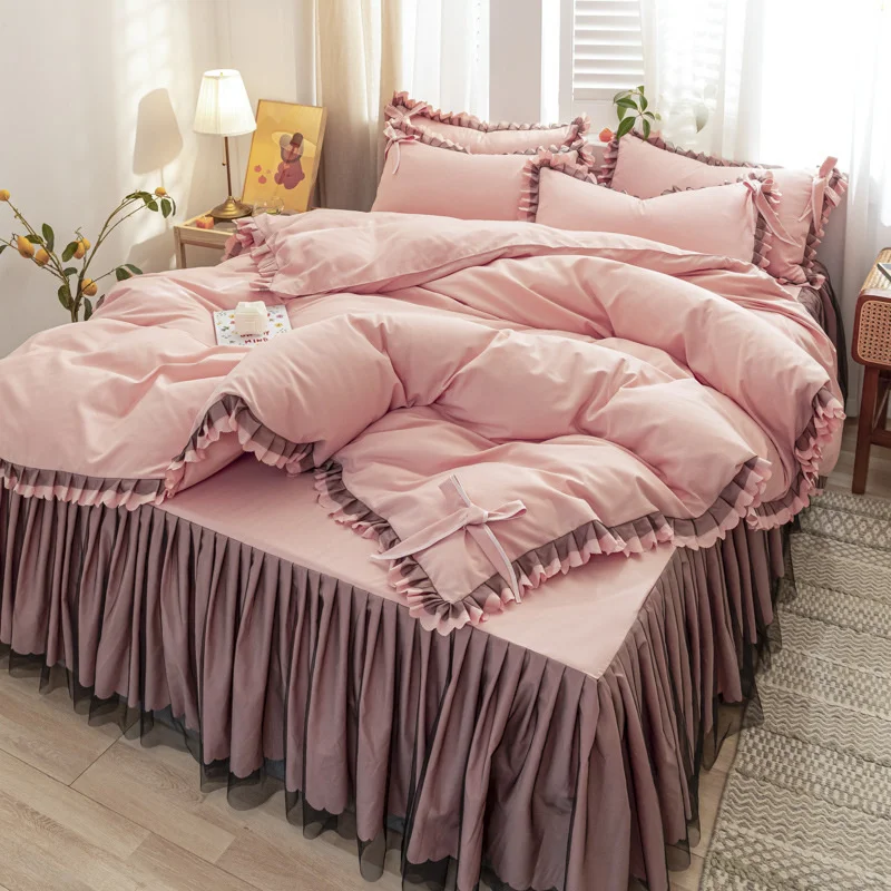 Lace Ruffle Bed Cover Set Girl Duvet Cover Bed Skirt With Pillowcases Bedclothes Comforter Bedding Set Home Decor 61098
Lace Ruffle Bed Cover Set Girl Duvet Cover Bed Skirt With Pillowcases Bedclothes Comforter Bedding Set Home Decor 61098