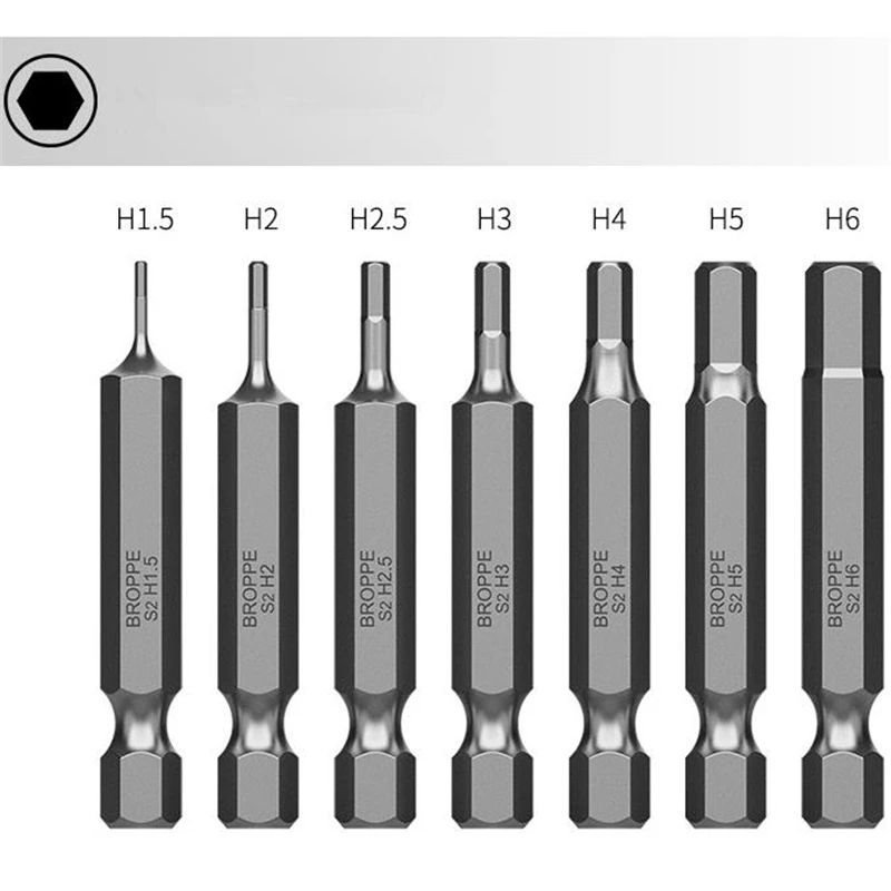 

10 шт S2 стальные магнитные отвертки H1.5/H2/H2.5/H3/H4/H5/H6 1/4 дюйма Набор шестигранных электрических отверток