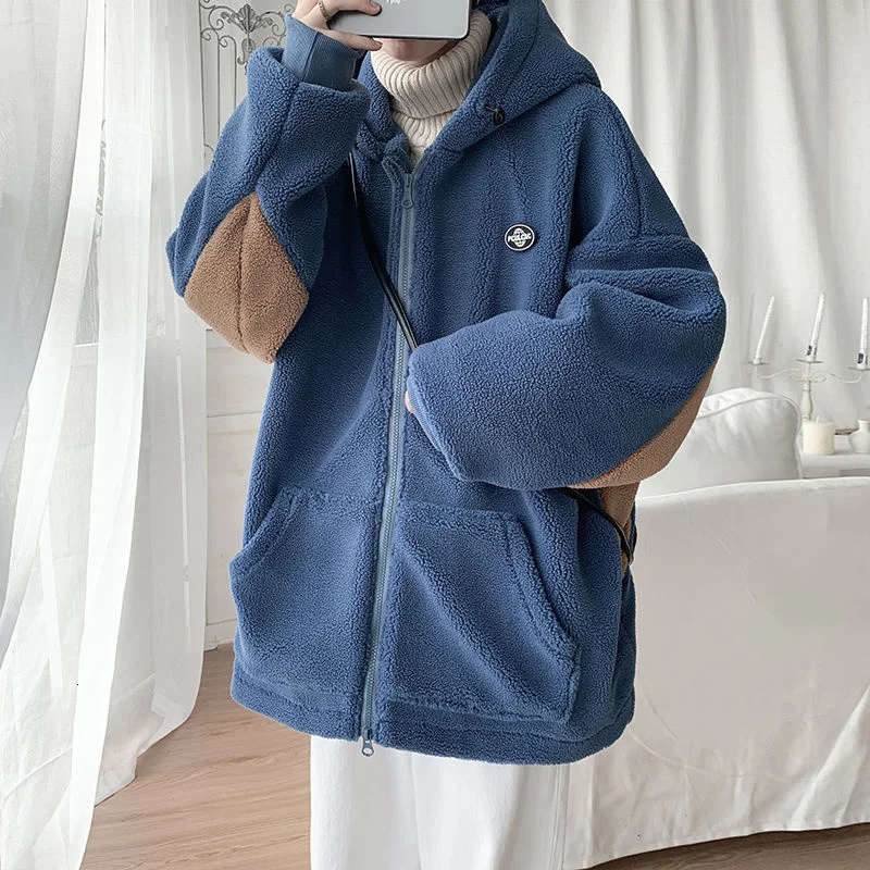 Hooded Contrast Color Lamb Velvet Jacket Stitching All-match Warmth And Thick Oversize Coat Outer Wear Loose Male Clothes Winter
Hooded Contrast Color Lamb Velvet Jacket Stitching All-match Warmth And Thick Oversize Coat Outer Wear Loose Male Clothes Winter