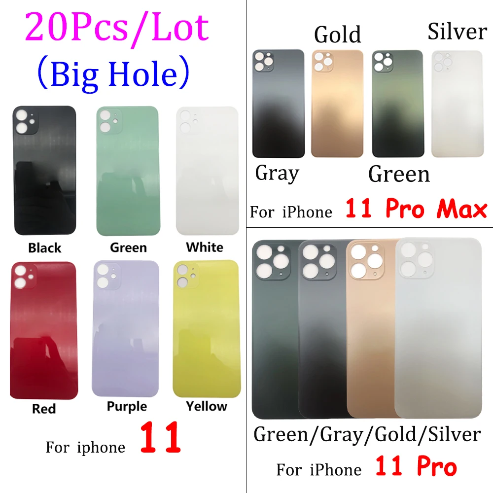 20Pcs/Lot,Big Hole Back Battery Cover Glass For IPhone 11 Pro Max Replacement Glass Battery Back Cover Case With Glue Adhesive
20Pcs/Lot,Big Hole Back Battery Cover Glass For IPhone 11 Pro Max Replacement Glass Battery Back Cover Case With Glue Adhesive