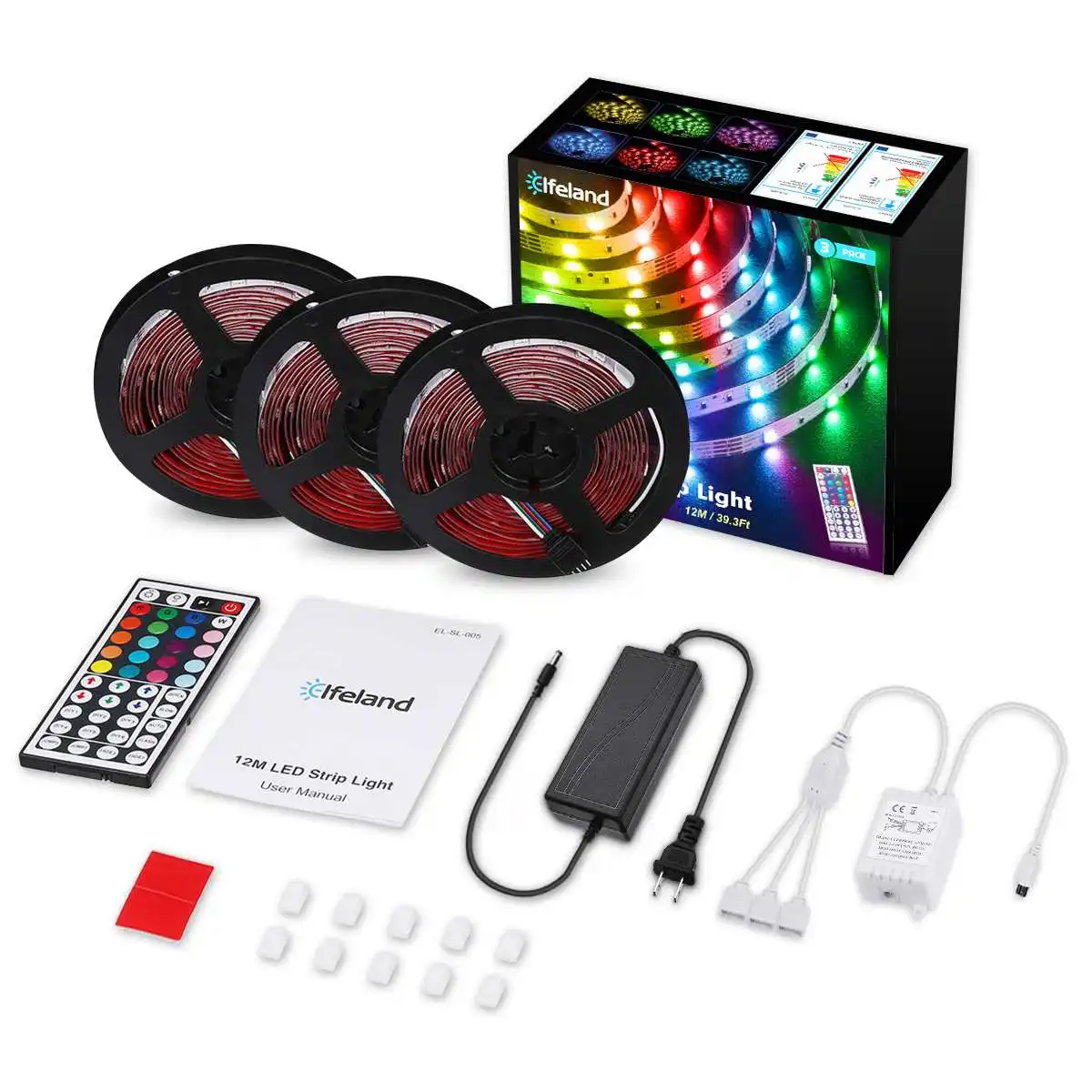 3PCS Christmas 12V LED Light Strip 12M 5050 RGB LED Tape Lights Flexible LED Strip Lights with Remote Controller
3PCS Christmas 12V LED Light Strip 12M 5050 RGB LED Tape Lights Flexible LED Strip Lights with Remote Controller