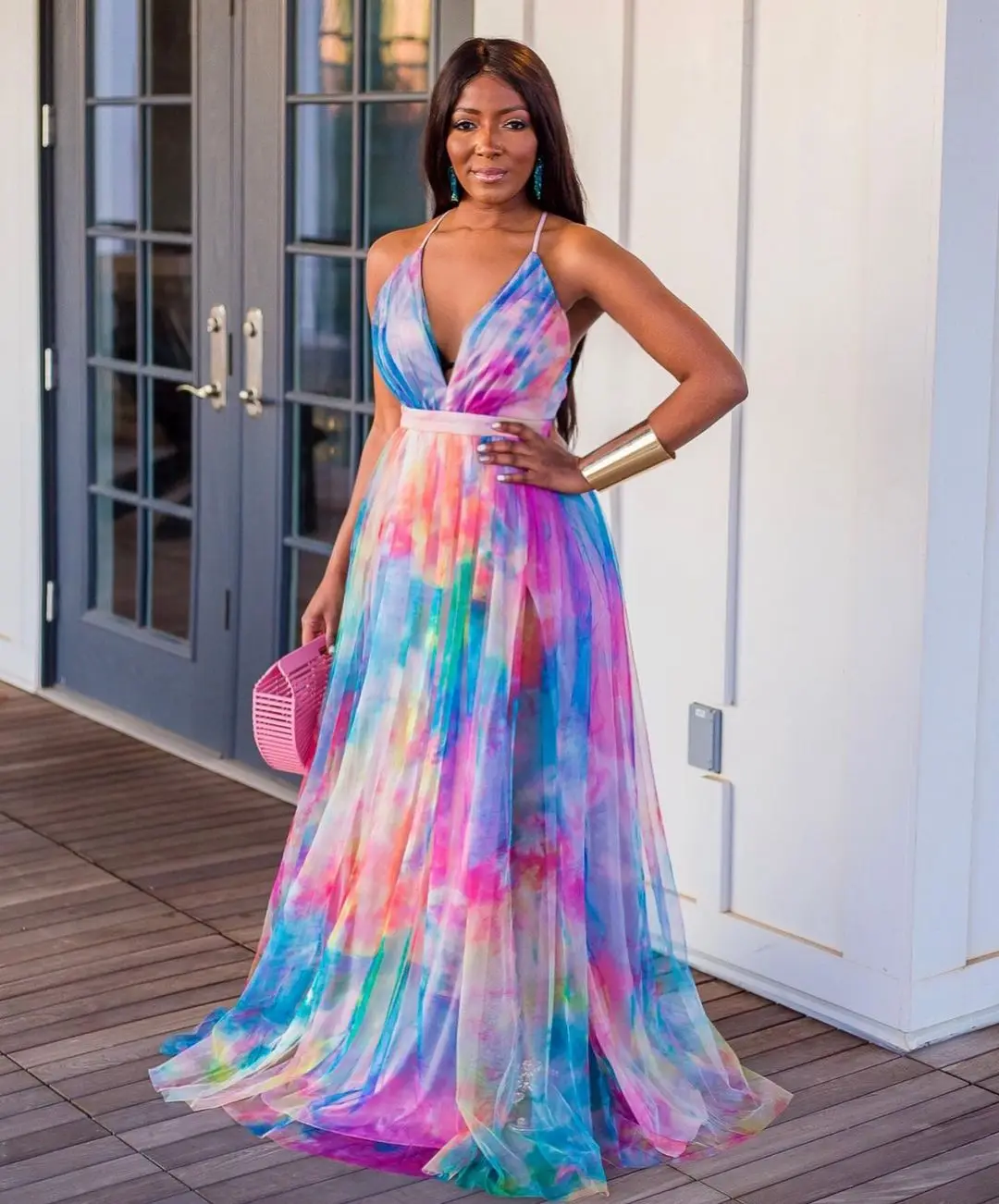 Summer dress sexy backless color block V-neck 2021 long dress suitable for walking long beach gown XL African holiday party
Summer dress sexy backless color block V-neck 2021 long dress suitable for walking long beach gown XL African holiday party
