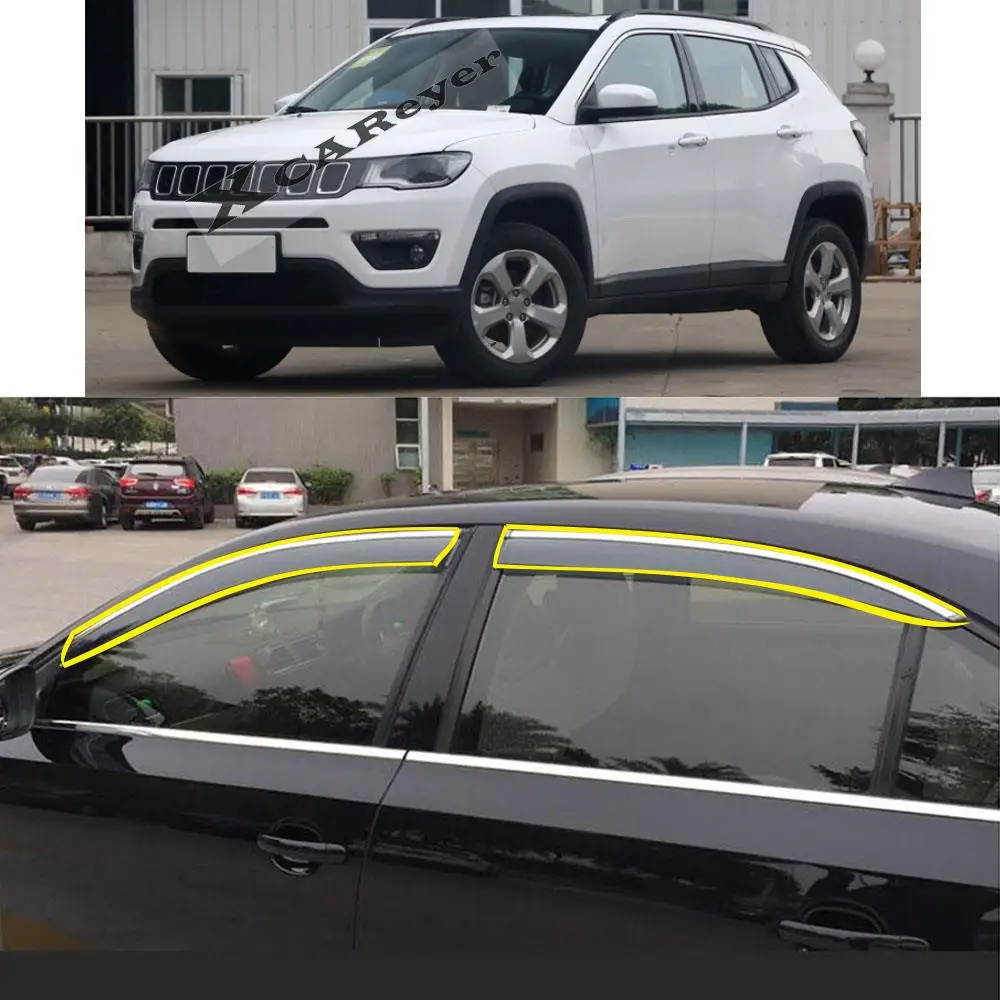 

Car Body Styling Sticker Plastic Window Glass Wind Visor Rain/Sun Guard Vent Awnings Parts For Jeep Compass 2017-2021
