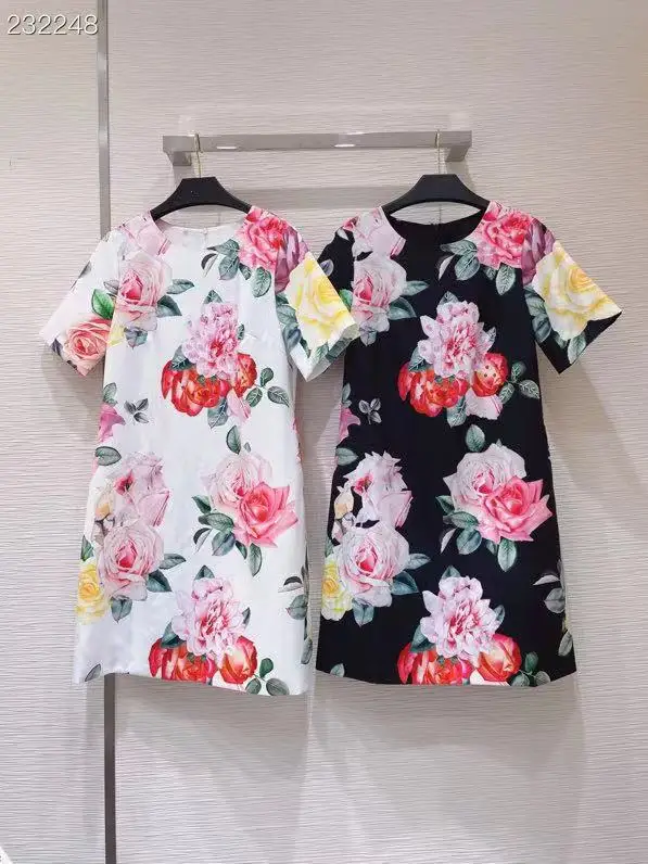 Vintage Black / White Mini Dress Women's Short Sleeves Luxurious Beading Flowers Print Ladies Party Runway Dress
Vintage Black / White Mini Dress Women's Short Sleeves Luxurious Beading Flowers Print Ladies Party Runway Dress