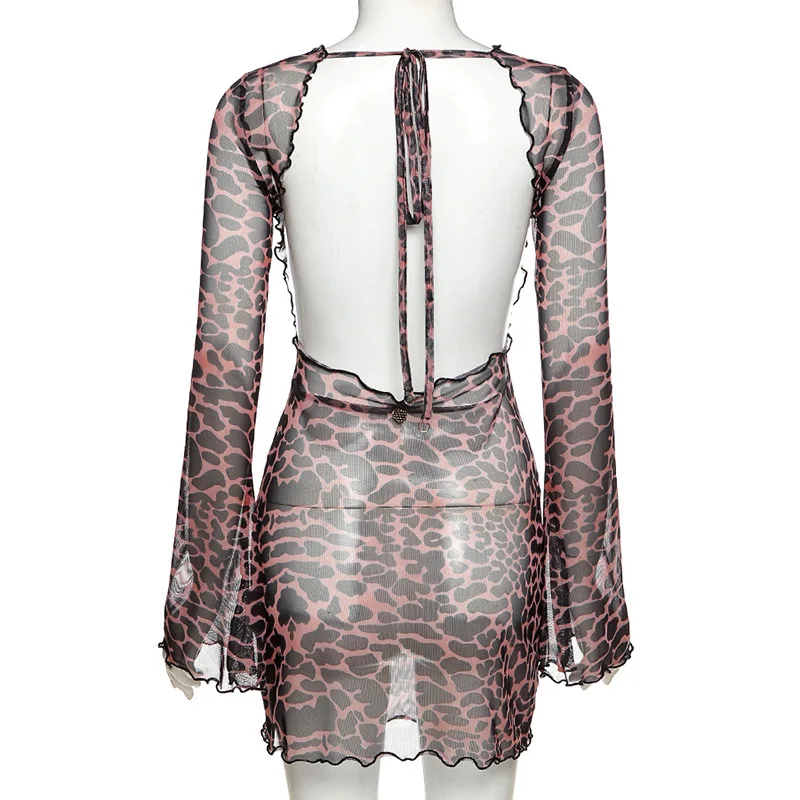 Leopard Print Backless Dress Women Long Sleeve Mesh Dress 2021 Spring Halter Transparent Sexy Club Dress Vestidos
Leopard Print Backless Dress Women Long Sleeve Mesh Dress 2021 Spring Halter Transparent Sexy Club Dress Vestidos
