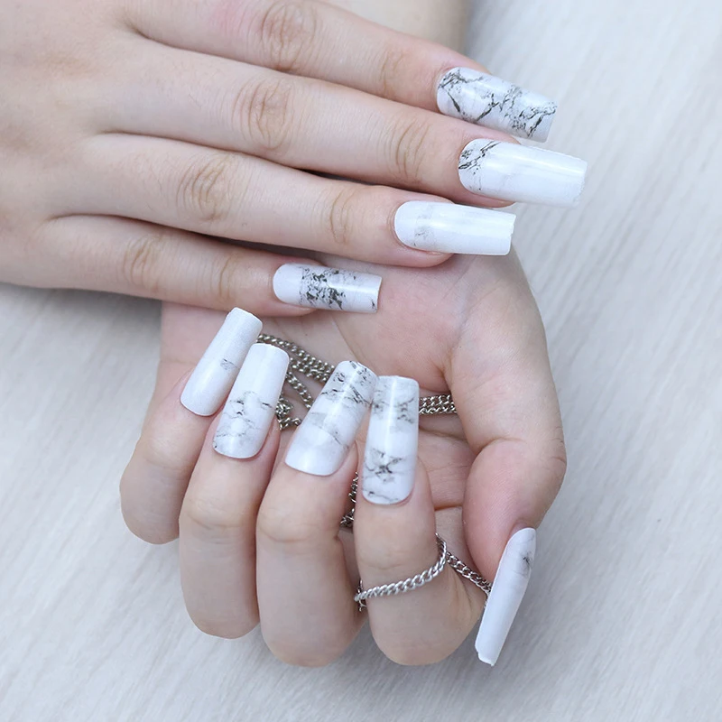 Nail Art Sheets Wearing Nails Long Marble Pattern Finished False Nail Patches 24PCS Nails Accessories 
Nail Art Sheets Wearing Nails Long Marble Pattern Finished False Nail Patches 24PCS Nails Accessories