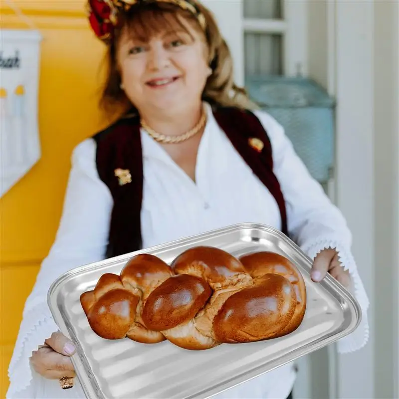 Stainless Steel Baking Plate Bakeware BBQ Pan Practical Kitchen Food Container
Stainless Steel Baking Plate Bakeware BBQ Pan Practical Kitchen Food Container