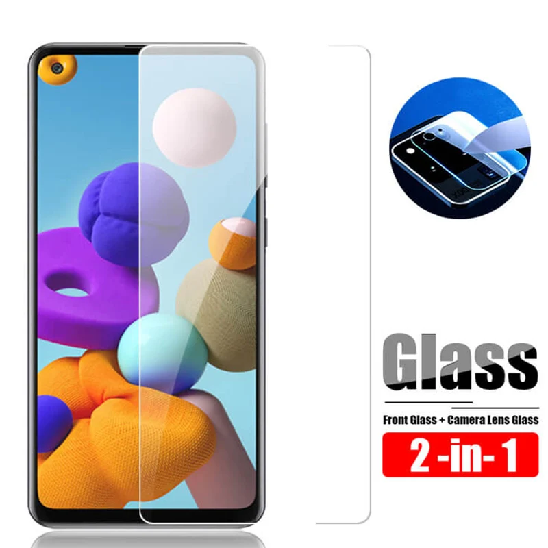 2 в 1 Защитное стекло для Samsung Galaxy A21s объектива камеры заднего стекла протектор