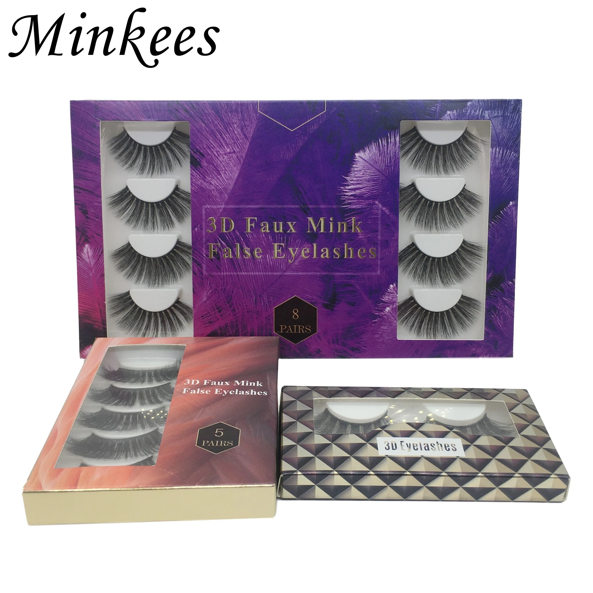 

3D Faux Mink False Eyelashes 1Pair 5Pairs 8Pairs Handmade Cruelty Free Wispy Strip False Lashes Wholesale Natural Long Minkees