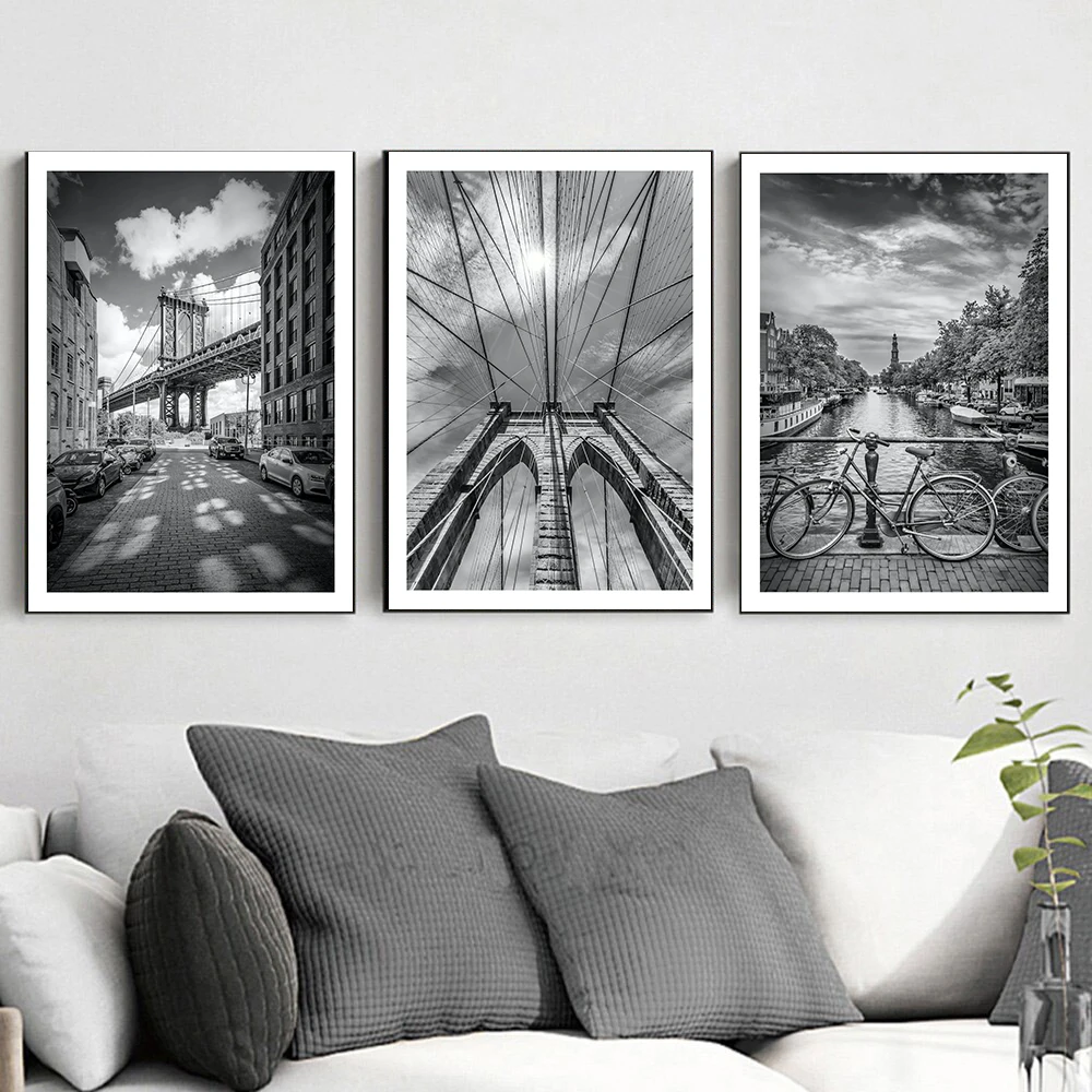 Black White Canvas Painting New York Brooklyn Bridge Landscape Poster Prints Nordic Wall Art Picture Living Room Home Decor
Black White Canvas Painting New York Brooklyn Bridge Landscape Poster Prints Nordic Wall Art Picture Living Room Home Decor