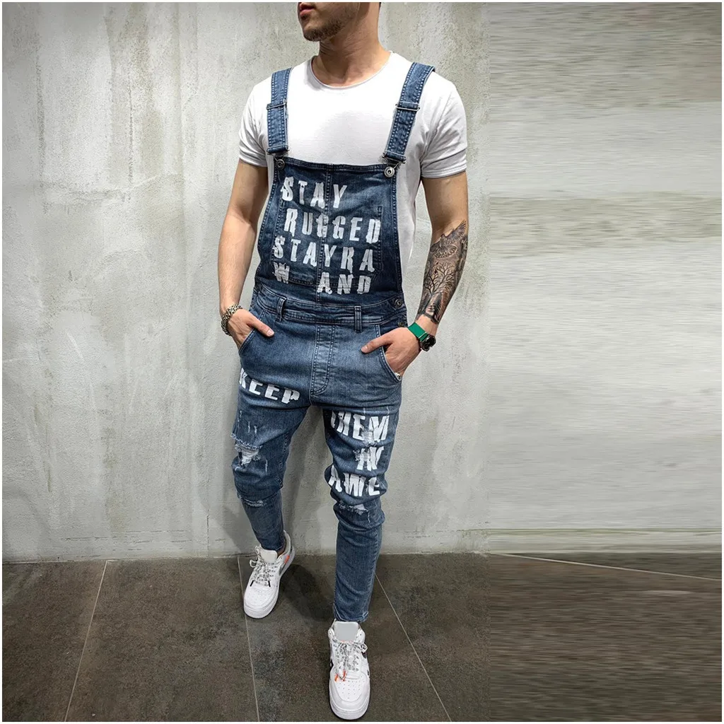 ripped Men Bib Jeans Overalls Jumpsuit Streetwear Suspender Denim Pants letter print
ripped Men Bib Jeans Overalls Jumpsuit Streetwear Suspender Denim Pants letter print
