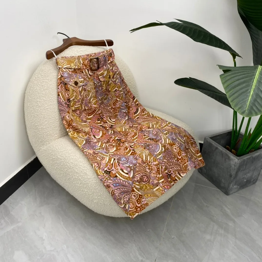 High Quality Linen New Summer Women Fashion Colorful Flower Print Mid-calf Skirts 2021
High Quality Linen New Summer Women Fashion Colorful Flower Print Mid-calf Skirts 2021