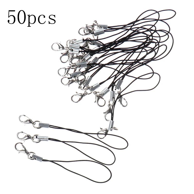 

50pcs/set Lanyard Lariat Cords Lobster Clasp Rope Keychains Hooks Mobile Phone Strap Charms Keyring Bag Accessories Key Ring