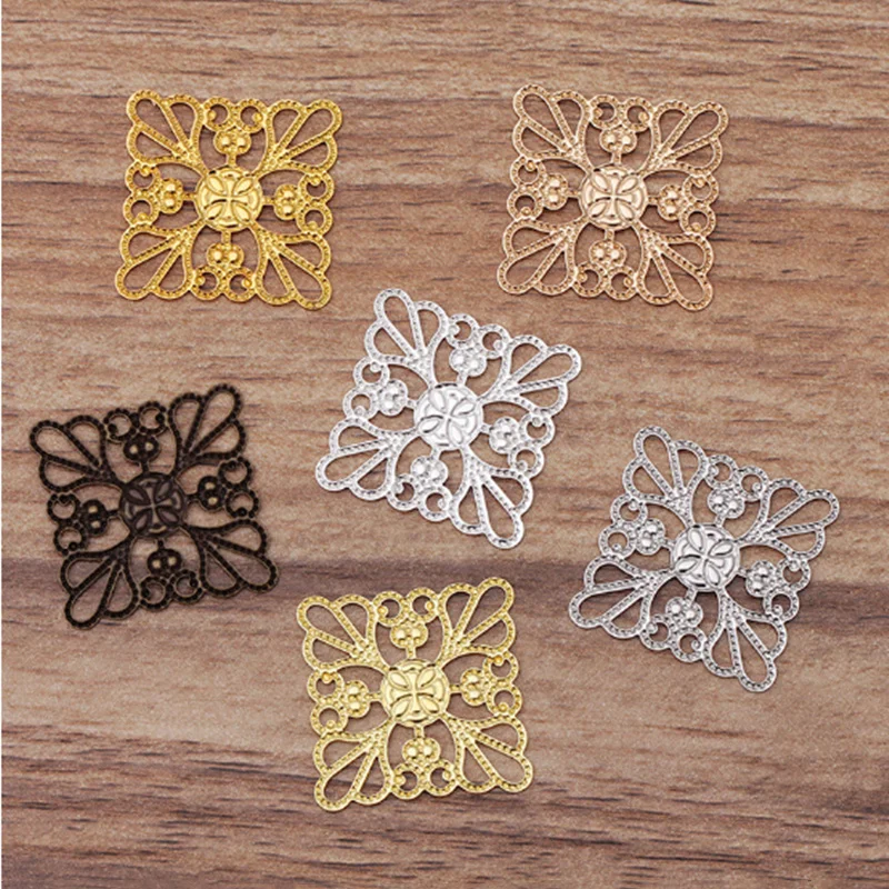 100pcs/lot 25mm Silver Plated Copper Square Flowers Filigree Wraps Connectors Charm Findings For DIY Jewelry Making Components
100pcs/lot 25mm Silver Plated Copper Square Flowers Filigree Wraps Connectors Charm Findings For DIY Jewelry Making Components