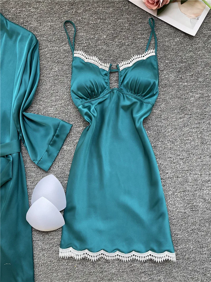 Female 2PCS Robe Nightgown Set Lace Sleepwear Sexy Deep V-Neck Suspender Nightdress Casual Kimono Bathrobe Gown Home Clothes
Female 2PCS Robe Nightgown Set Lace Sleepwear Sexy Deep V-Neck Suspender Nightdress Casual Kimono Bathrobe Gown Home Clothes