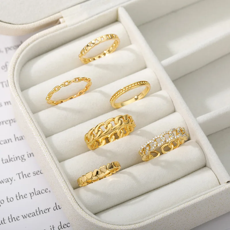 Винтажное очаровательное кольцо-цепочка для женщин и мужчин регулируемое