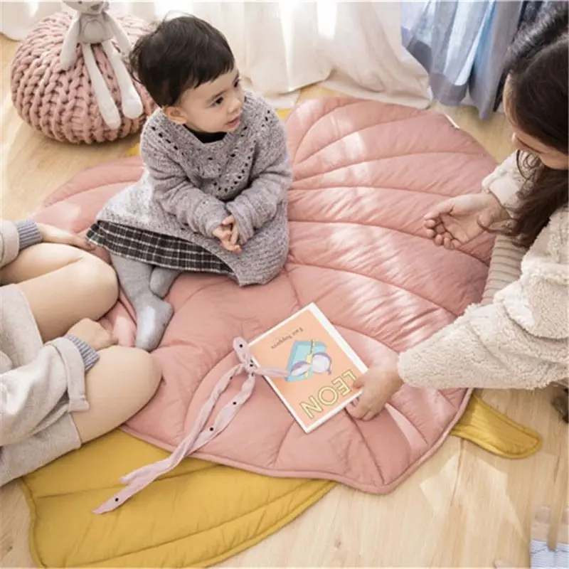 

Newborn Baby Cotton Carpet Blanket Leaf Shape Crawling Play Mat Rug Room Decor GXMB