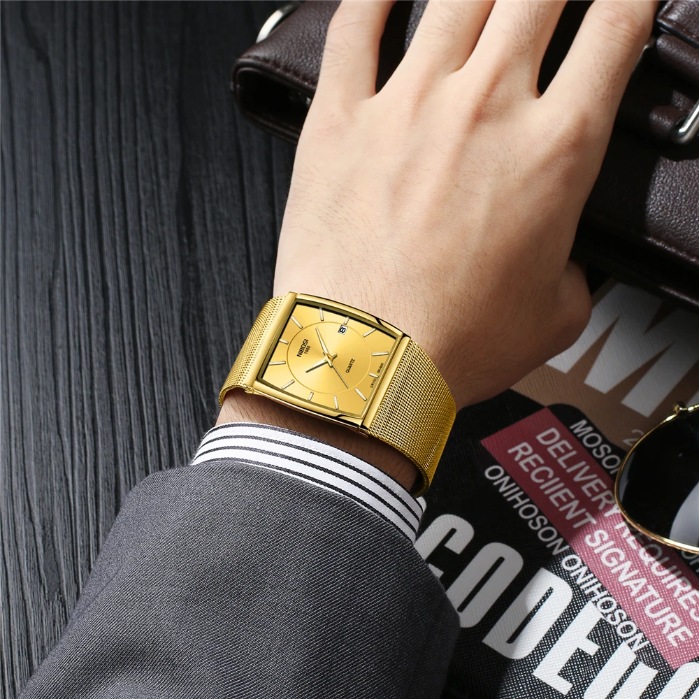 2021 Luxury Gold Watches For Men Square Quartz Watch Slim Steel Mesh Waterproof Date Wrist Watch Men Top Gift Relogio Masculino
2021 Luxury Gold Watches For Men Square Quartz Watch Slim Steel Mesh Waterproof Date Wrist Watch Men Top Gift Relogio Masculino