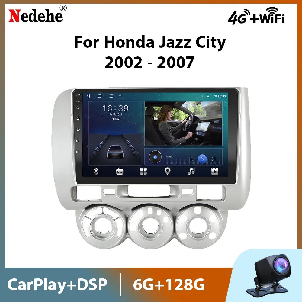 Octa core Android 11 для HONDA JAZZ City 2002 2003 2004 2005 2006 2007 автомобильное радио мультимедийный