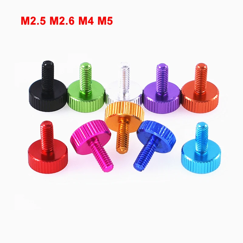 2/5 Pcs knurled Thumb Screw Aluminum Alloy M2.5 M2.6 M4 M5 Round Flat Head Case Screws DIY Bolt Multiple Color Length 6-20mm
2/5 Pcs knurled Thumb Screw Aluminum Alloy M2.5 M2.6 M4 M5 Round Flat Head Case Screws DIY Bolt Multiple Color Length 6-20mm
