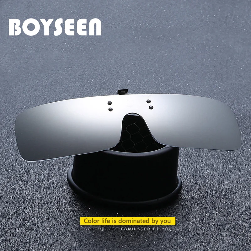 Фото BOYSEEN квадратные поляризованные солнцезащитные очки на клипсе - купить