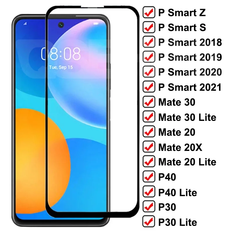 Закаленное стекло 9D для Huawei Mate 30 20 10 Lite 20X P30 P40 полноэкранная защита P Smart Z S 2020 2021