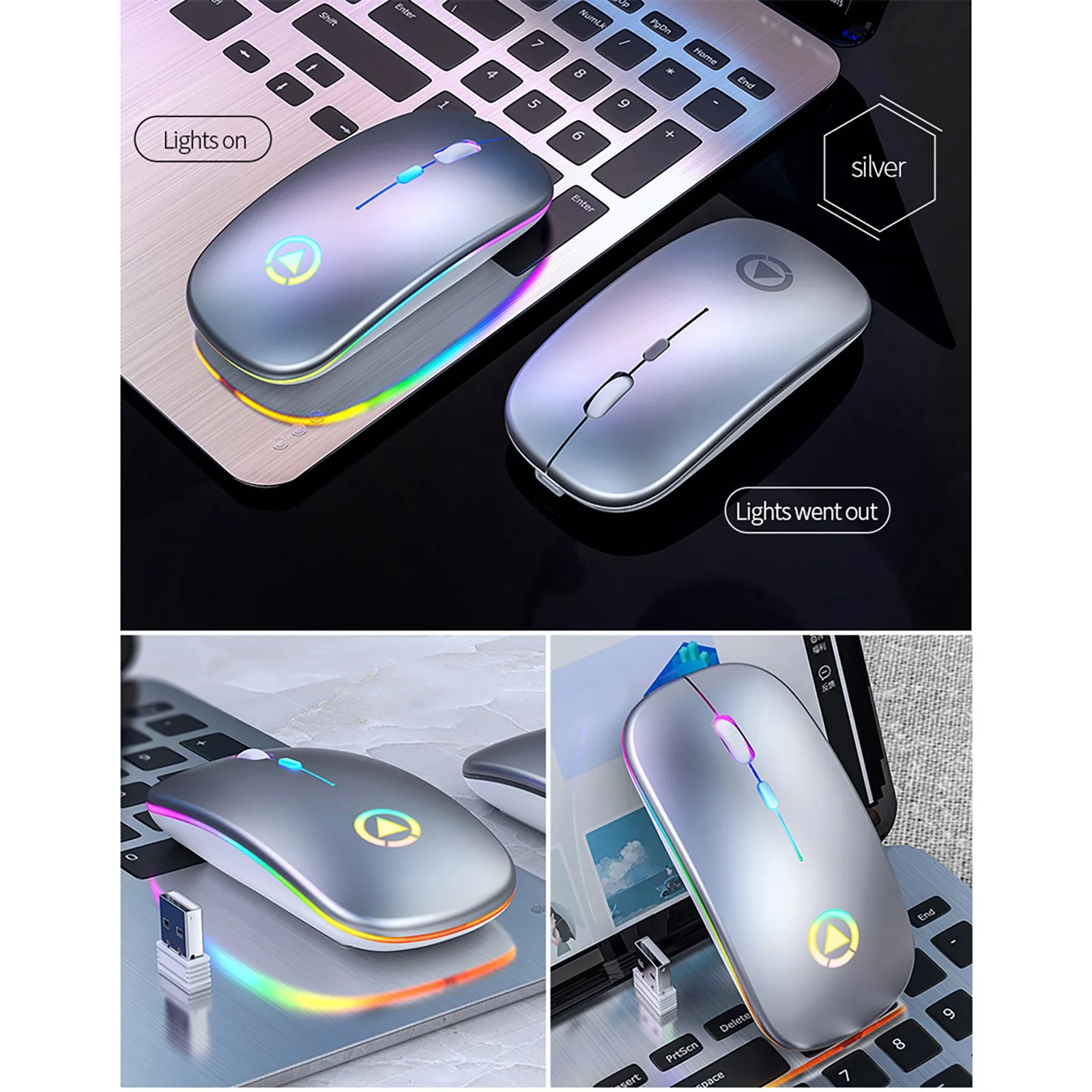 New 2.4GHz Wireless Optical Mouse Mice USB Rechargeable LED Mute Mouse Pc Desktop Office Entertainment Laptop Accessories
New 2.4GHz Wireless Optical Mouse Mice USB Rechargeable LED Mute Mouse Pc Desktop Office Entertainment Laptop Accessories