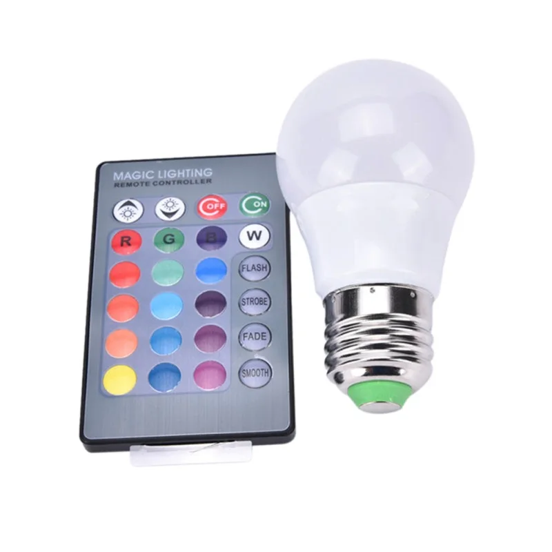 5W E27 LED High Power LED Bulb 16 Colors 24 Key Remote Control Night Light Portable
5W E27 LED High Power LED Bulb 16 Colors 24 Key Remote Control Night Light Portable