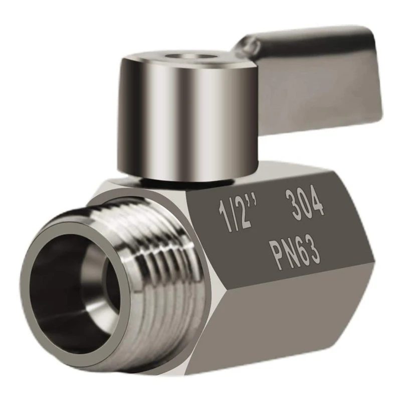 304 Stainless Steel Mini Ball Valve(1/2 Inch Female x Male) NPT Thread, Water Flow Regulator Head Control Valve
304 Stainless Steel Mini Ball Valve(1/2 Inch Female x Male) NPT Thread, Water Flow Regulator Head Control Valve