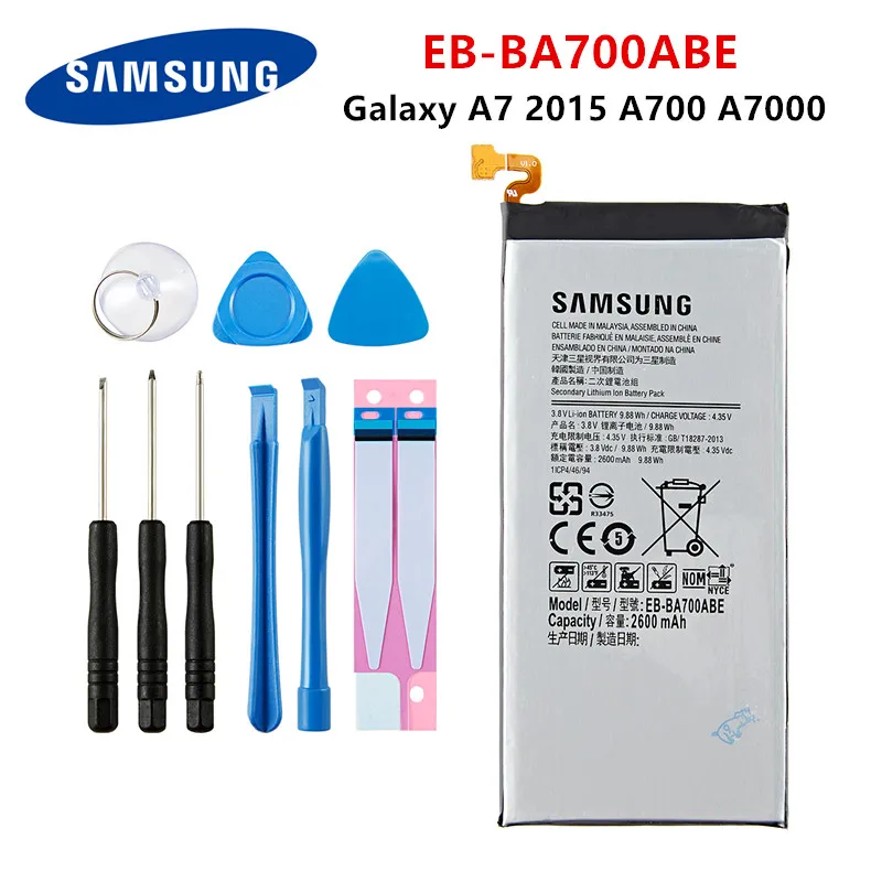 SAMSUNG оригинальная EB BA700ABE 2600 мА/ч батарея для Samsung Galaxy A7 2015 A700FD SM A700 A700L A700F/H/S/K/YD A7000