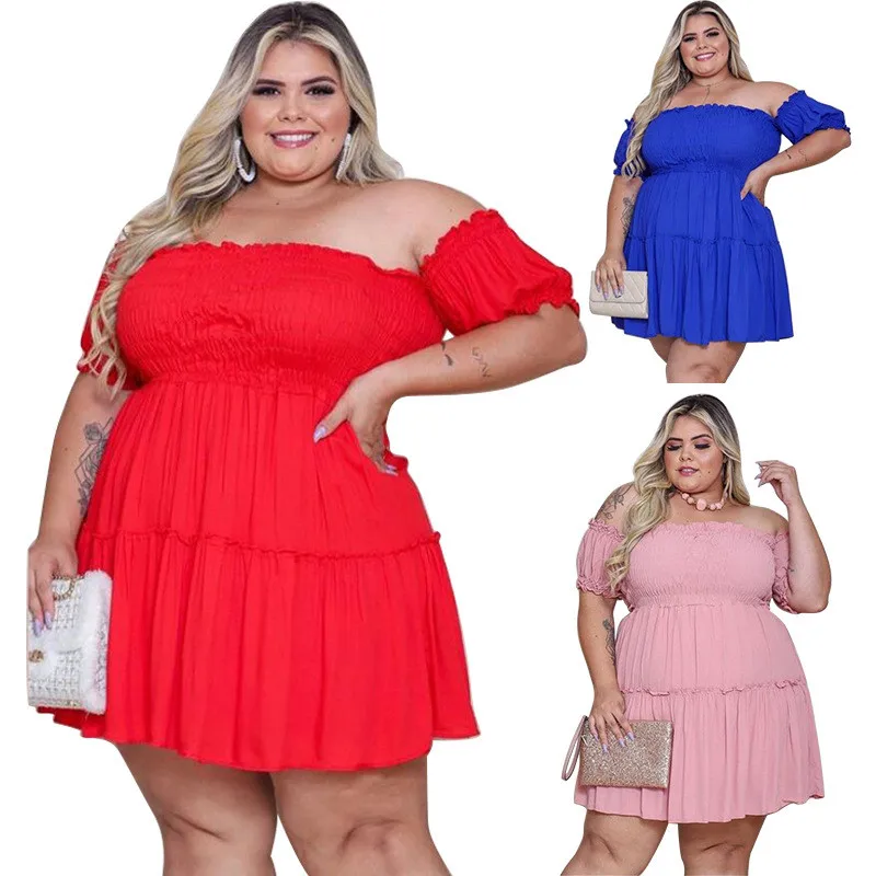 Plus Size Dress Women Wholesale Pleated Off Shoulder Solid Above Knee Casual Mini Dresses for Women Summer 2021 Dropshipping
Plus Size Dress Women Wholesale Pleated Off Shoulder Solid Above Knee Casual Mini Dresses for Women Summer 2021 Dropshipping