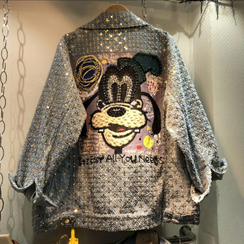 2022 Cool Heavy Industry Beads Diamond Cartoon Sequins Denim Jacket European Autumn Womens Streetwear Loose Denim Jeans Coat
2022 Cool Heavy Industry Beads Diamond Cartoon Sequins Denim Jacket European Autumn Womens Streetwear Loose Denim Jeans Coat