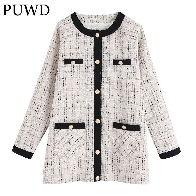 PUWD Oversize Women O Neck Jacket 2021 Autumn Fashion Ladies High Street Vintage Coat Female Loose Tweed Plaid Jacket Top
PUWD Oversize Women O Neck Jacket 2021 Autumn Fashion Ladies High Street Vintage Coat Female Loose Tweed Plaid Jacket Top