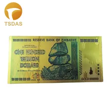 Красочная Зимбабве 100 триллион долларов Золотая банкнота ценная