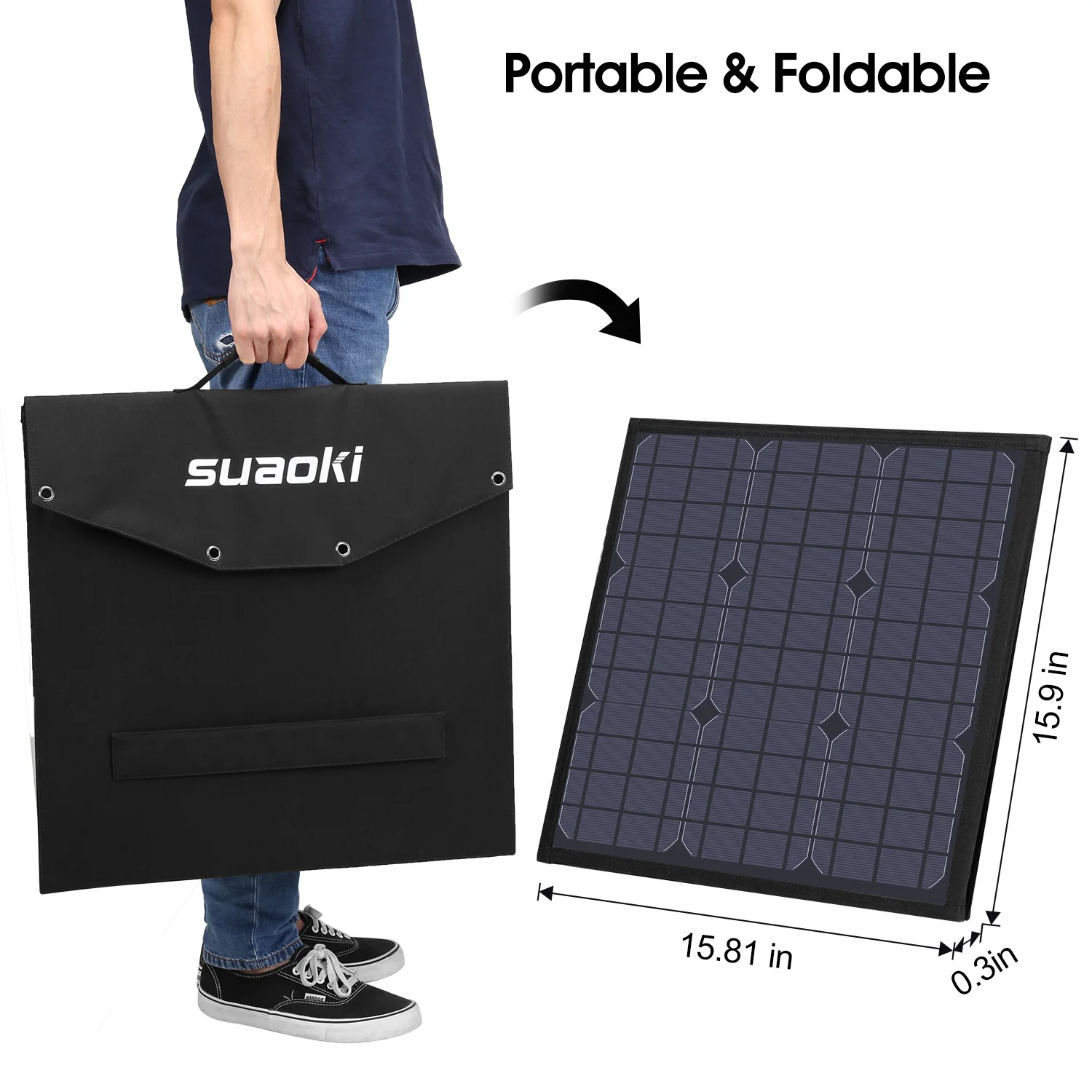 Suaoki 120W Foldable Solar Panel Charger with PD Type-C DC USB QC 3.0 and 2.0 Output Ports for Laptops Car Battery Power Station
Suaoki 120W Foldable Solar Panel Charger with PD Type-C DC USB QC 3.0 and 2.0 Output Ports for Laptops Car Battery Power Station