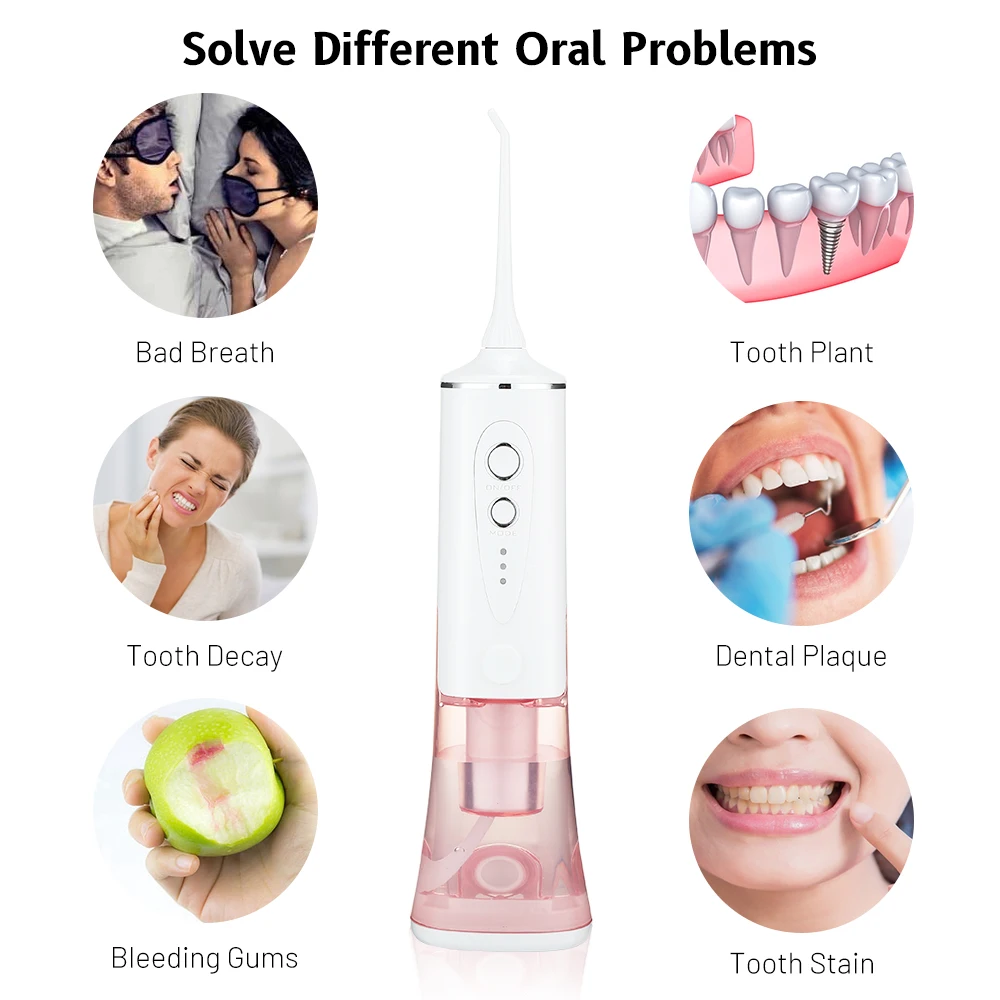 Waterproof IPX7 Oral Irrigator USB Rechargeable Dental Water Flosser Portable Water Jet 300ML Water Tank Dental Care Teeth Clean
Waterproof IPX7 Oral Irrigator USB Rechargeable Dental Water Flosser Portable Water Jet 300ML Water Tank Dental Care Teeth Clean