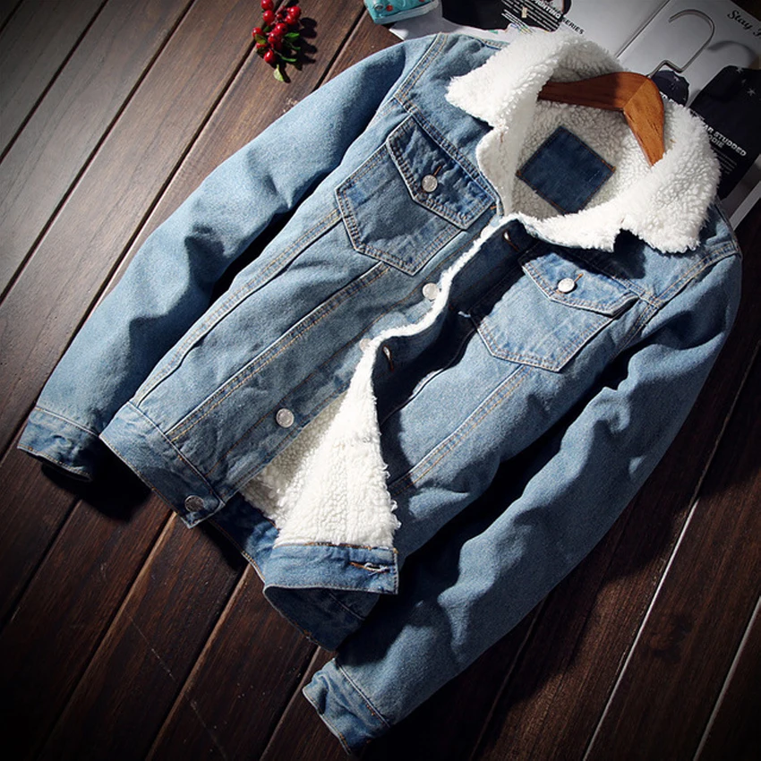 2019 осенне зимние мужские джинсовые пальто Мужская Флисовая Кофта теплые плотные