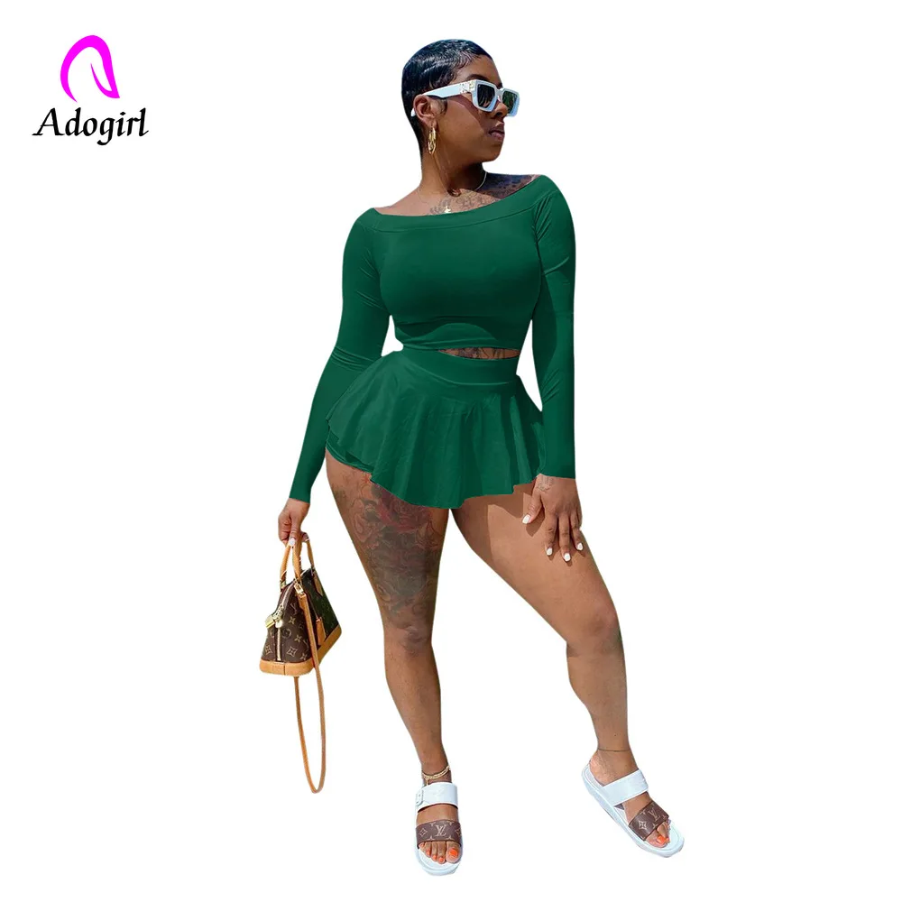 Fitness Women 2 Piece Set Solid Long Sleeve Crop Top + Pleated Mini Skirts Matching Set 2021 Autumn Workout Activewear Tracksuit
Fitness Women 2 Piece Set Solid Long Sleeve Crop Top + Pleated Mini Skirts Matching Set 2021 Autumn Workout Activewear Tracksuit